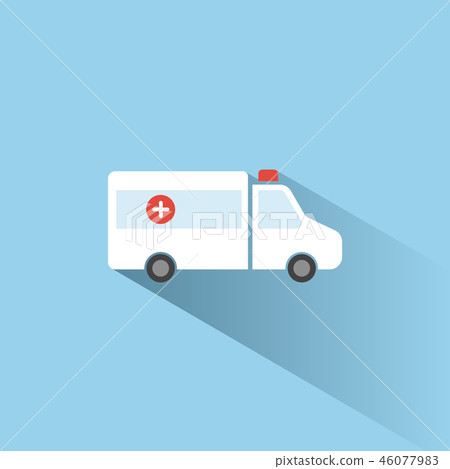 Ambulance icon with shadow on a blue background Ambulance icon with shadow on a blue background 46077983