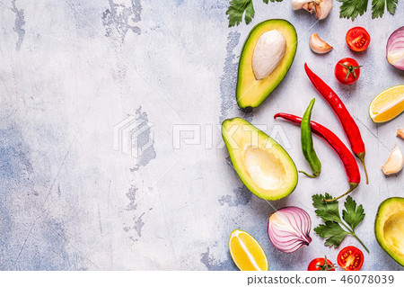 Ingredients for guacamole 46078039