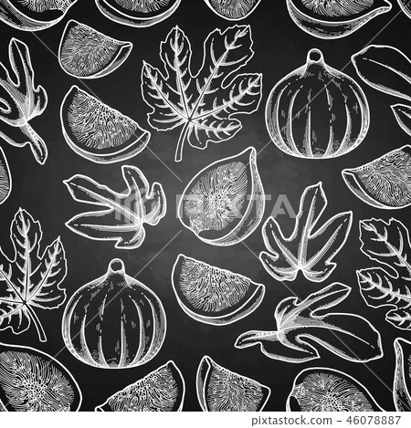 Seamless pattern of fig fruits and leaves. Seamless pattern of fig fruits and leaves. 46078887