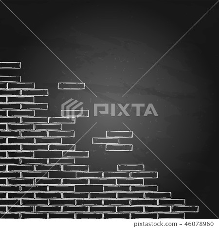Graphic brick wall drawn in the engraving technique 46078960