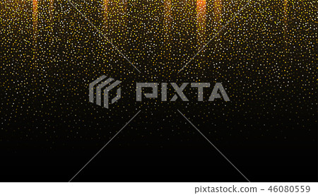 Gold glitter seamless border on black background. Glittering falling confetti backdrop. Golden 46080559