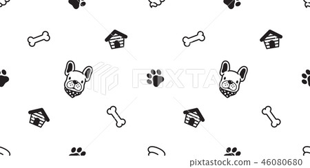 Dog seamless pattern vector bulldog paw bone Dog seamless pattern vector bulldog paw bone 46080680