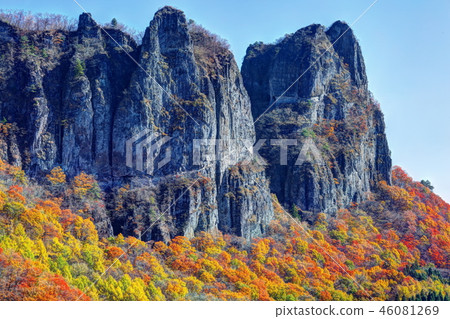 Takaiwa and autumn leaves Takaiwa and autumn leaves 46081269