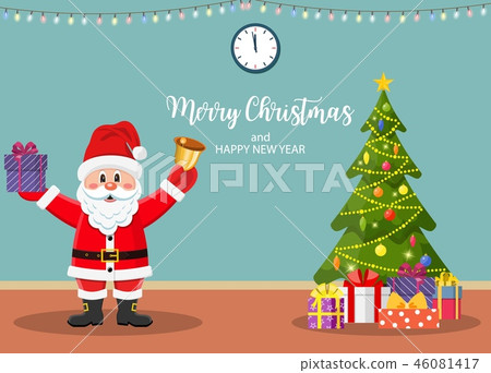 Christmas interior with door and tree 46081417