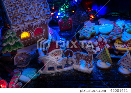 Gingerbread house with lights 46081451