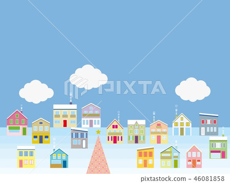 都市風景聖誕節雲彩 都市風景聖誕節雲彩 46081858