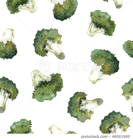 Watercolor broccoli pattern 46081980