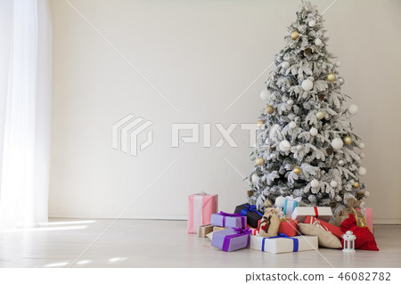 White Christmas tree decorating new year gifts Interior holiday winter White Christmas tree decorating new year gifts Interior holiday winter 46082782