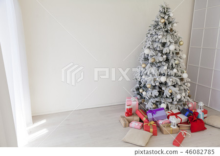 White Christmas tree decorating new year gifts Interior holiday winter White Christmas tree decorating new year gifts Interior holiday winter 46082785