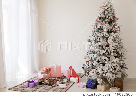 White Christmas tree decorating Interior winter holiday gifts 46082806
