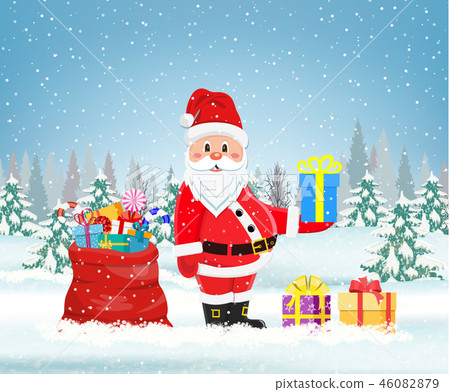 Santa claus with a bag of toys - Stock Illustration [46082879] - PIXTA