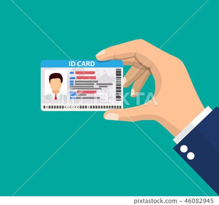 hand holding the id card. hand holding the id card. 46082945