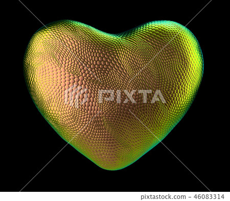 Heart made of natural gold snake skin texture isolated on black. 3d Heart made of natural gold snake skin texture isolated on black. 3d 46083314