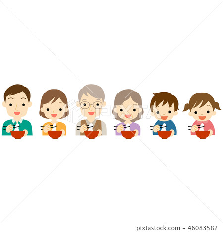 Family eating porridge 46083582