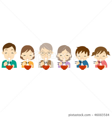 Family eating porridge 46083584