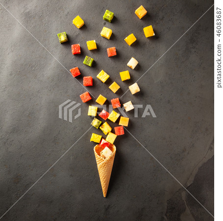 Fruit cube on white background 46083687
