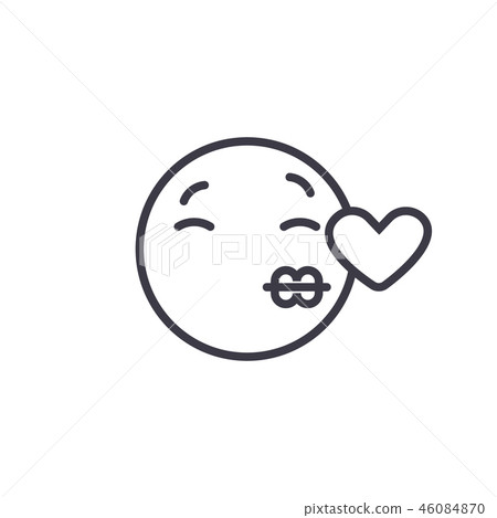 Kissing Emoji concept line editable vector, concept icon. Kissing Emoji concept linear emotion 46084870