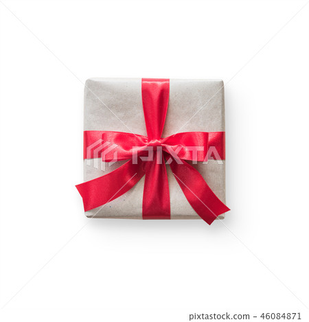 Gift box present red bow isolated clipping path Gift box present red bow isolated clipping path 46084871