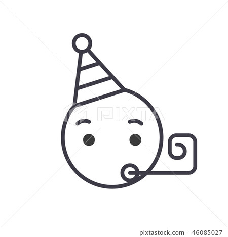 Celebrating Emoji concept line editable vector, concept icon. Celebrating Emoji concept linear Celebrating Emoji concept line editable vector, concept icon. Celebrating Emoji concept linear 46085027