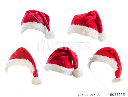 Santa Claus helper red hat costume set isolated  46085535