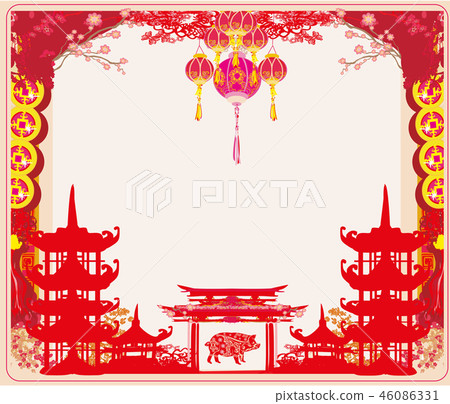 Chinese zodiac the year of Pig - frame Chinese zodiac the year of Pig - frame 46086331