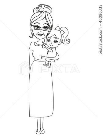 Hugging grandma, doodle illustration Hugging grandma, doodle illustration 46086335