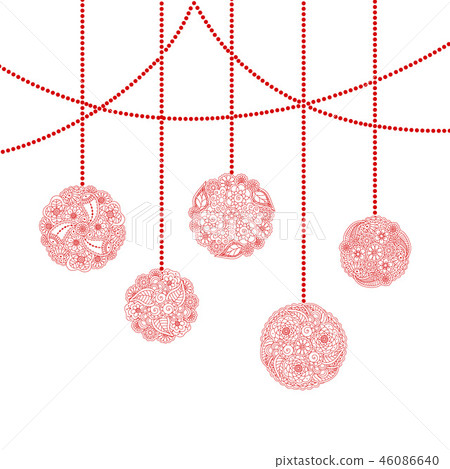 Vector Christmas card with red tree ball toy - Stock Illustration ...
