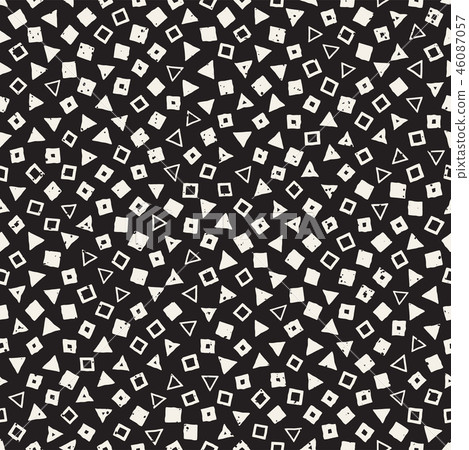 Hand drawn black and white ink abstract seamless pattern. Vector stylish grunge texture. Monochrome 46087057