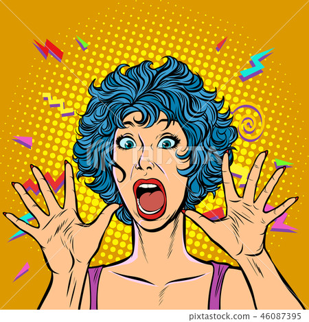 woman panic, fear, surprise gesture. Girls 80s woman panic, fear, surprise gesture. Girls 80s 46087395