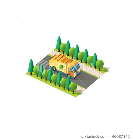 Isometric right view yellow car Isometric right view yellow car 46087543