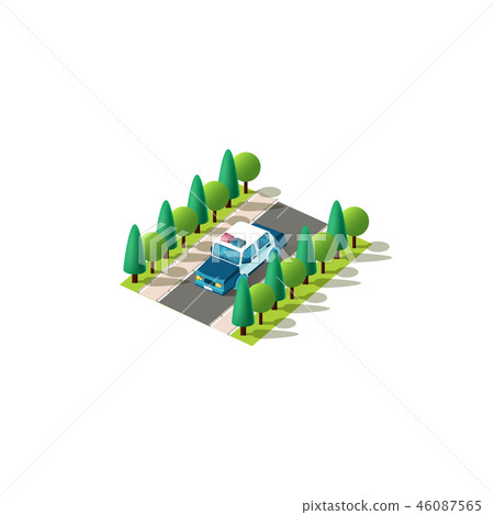 Isometric front left view police car - Stock Illustration [46087565 ...