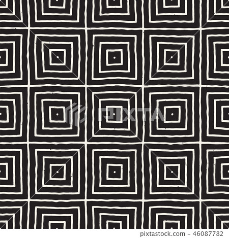 Hand drawn seamless repeating pattern with lines tiling. Grungy freehand background texture. 46087782