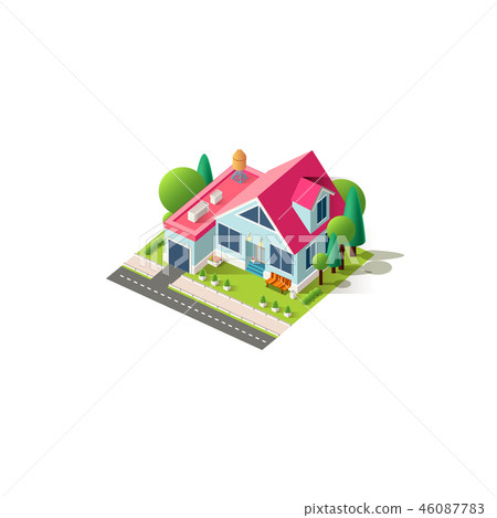 Isometric facade home cottage 46087783
