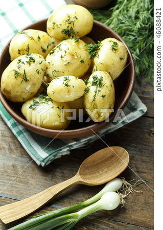 young potatoes in a plate 46088421