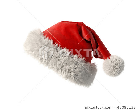 Santa Claus red hat isolated on white background 3D rendering 46089133
