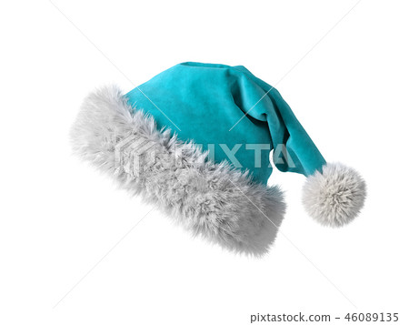 Santa Claus blue hat isolated on white background 3D rendering Santa Claus blue hat isolated on white background 3D rendering 46089135