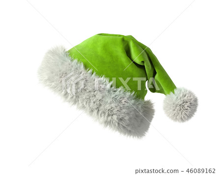 Santa Claus green hat isolated on white background 3D rendering 46089162