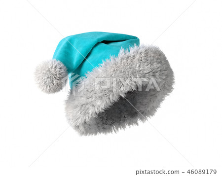 Santa Claus blue hat isolated on white background 3D rendering Santa Claus blue hat isolated on white background 3D rendering 46089179