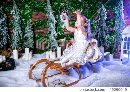 cute little princess in a white dress 46090049