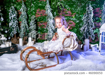 cute little princess in a white dress 46090050