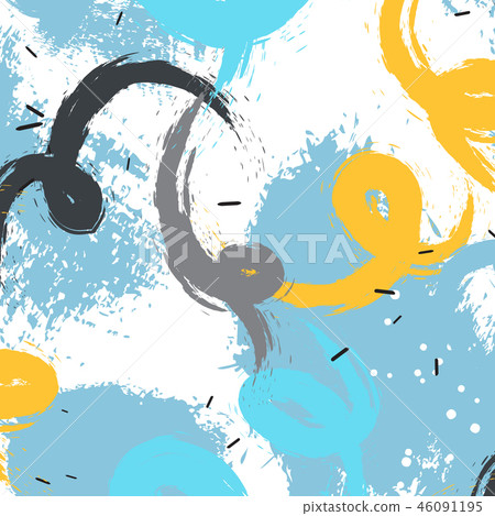 Vector grunge expressive brushes splash. Modern blue yellow background.colorful artistic design 46091195