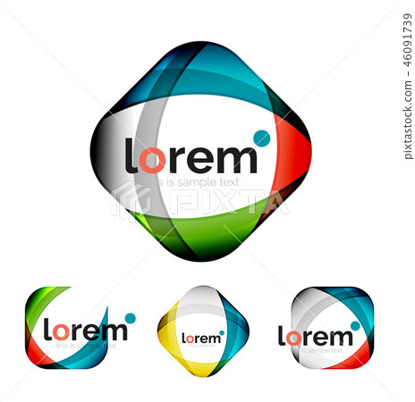 Set of geometric shape convergence logo design templates Set of geometric shape convergence logo design templates 46091739