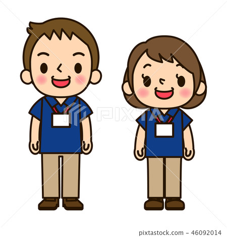 Polo shirt staff man and woman smile 46092014