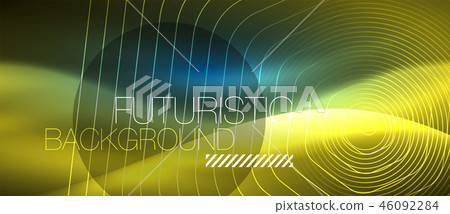 Neon glowing lines, magic energy space blue light concept, abstract background wallpaper design Neon glowing lines, magic energy space blue light concept, abstract background wallpaper design 46092284
