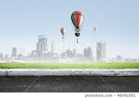 Aerostats flying over city 46092801