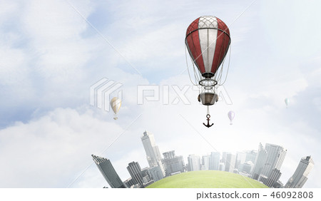 Aerostats flying over city 46092808