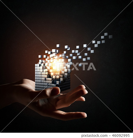 Cube in male hand Cube in male hand 46092995