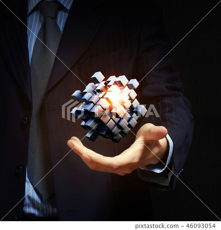 Cube in male hand Cube in male hand 46093054