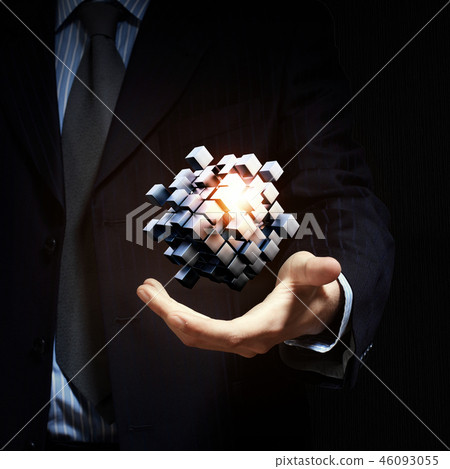 Cube in male hand Cube in male hand 46093055