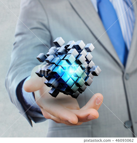 Cube in male hand Cube in male hand 46093062